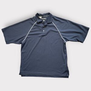FJ‎ Polo Shirt Men's L Navy Blue Loose Fit Short Sleeve Knit FootJoy Breathable